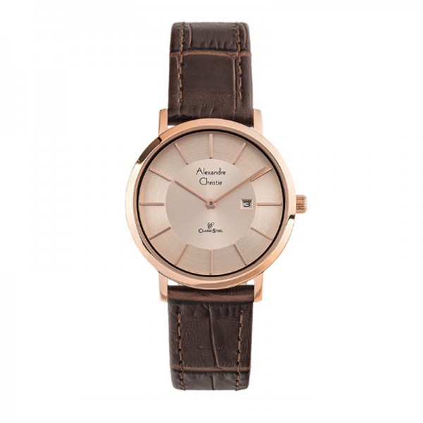 Alexandre Christie AC 8599 Full Rosegold Leather LDLRGLN